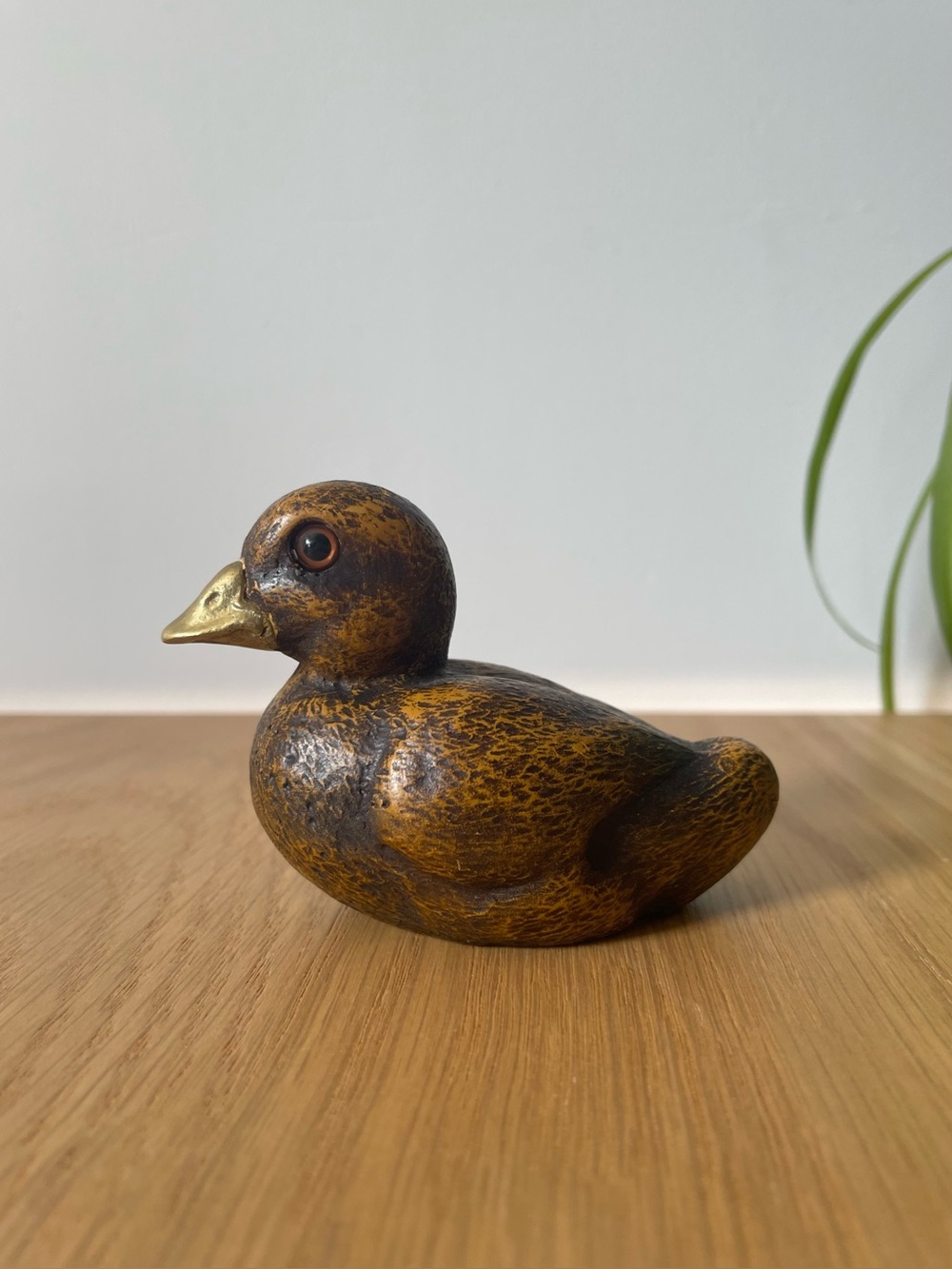 Vintage MCM Malevolti Duckling Figurine Hand-Carved Italy 60s